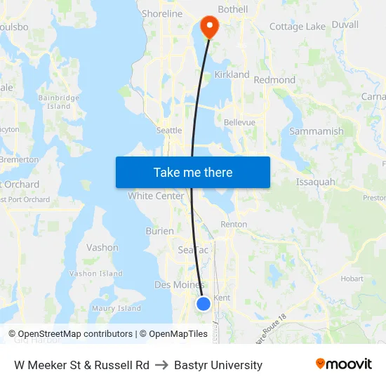 W Meeker St & Russell Rd to Bastyr University map