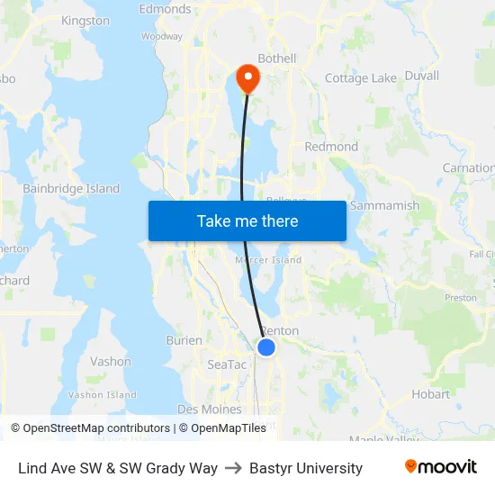 Lind Ave SW & SW Grady Way to Bastyr University map