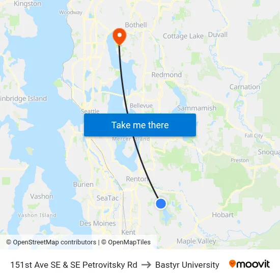 151st Ave SE & SE Petrovitsky Rd to Bastyr University map