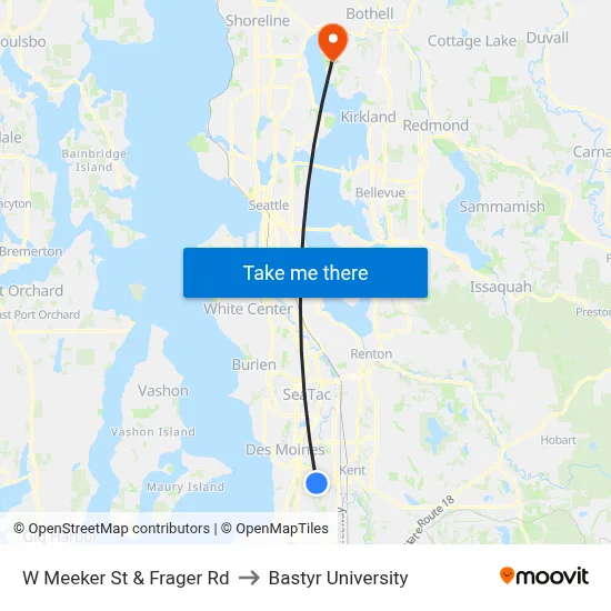 W Meeker St & Frager Rd to Bastyr University map