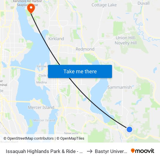 Issaquah Highlands Park & Ride - Bay 4 to Bastyr University map