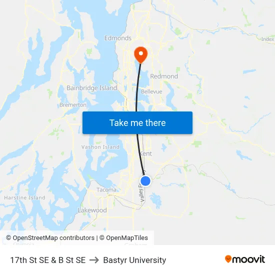 17th St SE & B St SE to Bastyr University map