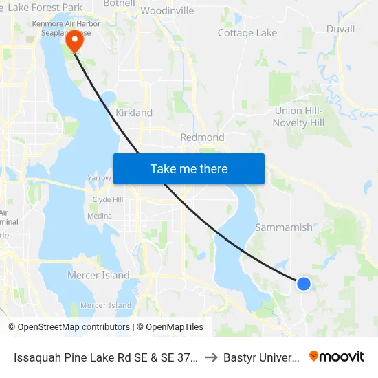 Issaquah Pine Lake Rd SE & SE 37th Pl to Bastyr University map