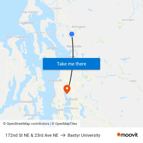 172nd St NE & 23rd Ave NE to Bastyr University map