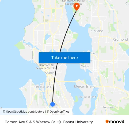 Corson Ave S & S Warsaw St to Bastyr University map