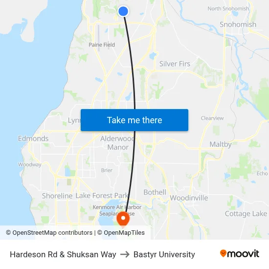 Hardeson Rd & Shuksan Way to Bastyr University map