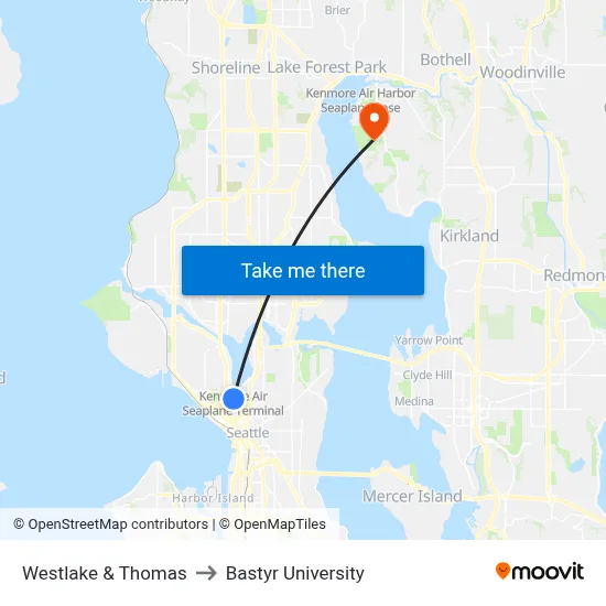 Westlake & Thomas to Bastyr University map