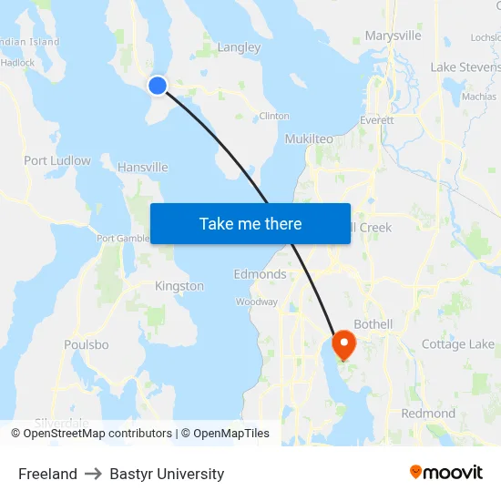 Freeland to Bastyr University map