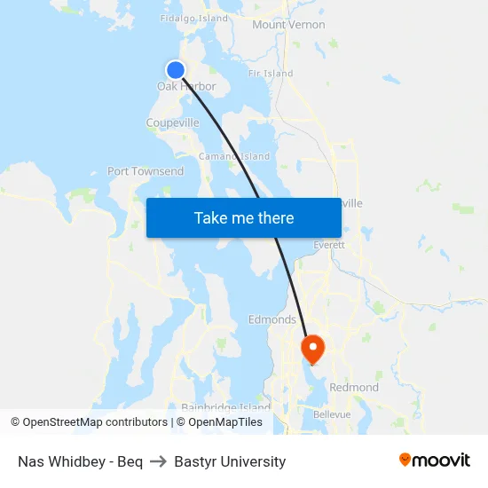 Nas Whidbey - Beq to Bastyr University map