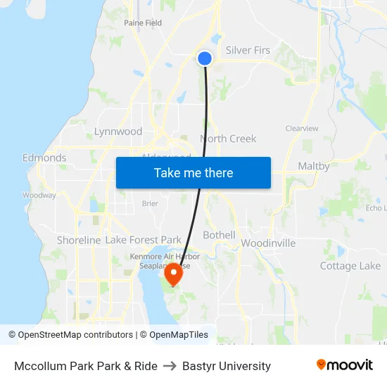 Mccollum Park Park & Ride to Bastyr University map