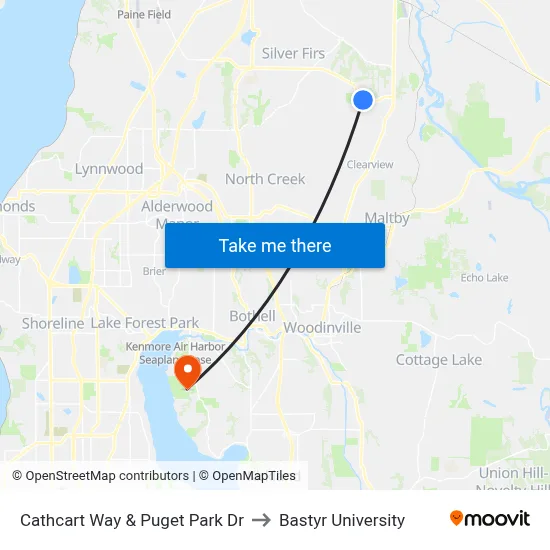 Cathcart Way & Puget Park Dr to Bastyr University map