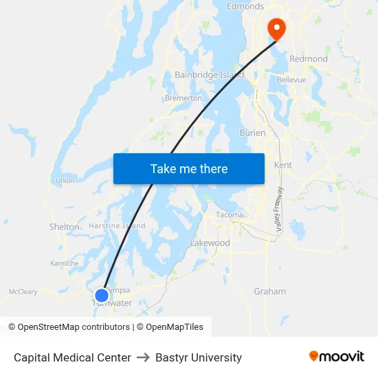 Capital Medical Center to Bastyr University map