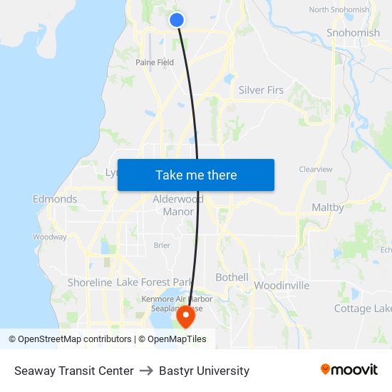 Seaway Transit Center to Bastyr University map