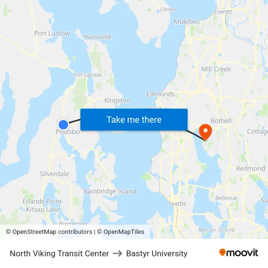 North Viking Transit Center to Bastyr University map