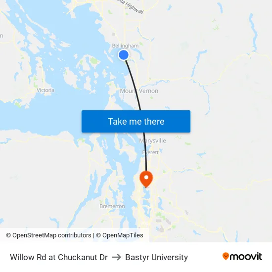 Willow Rd at Chuckanut Dr to Bastyr University map