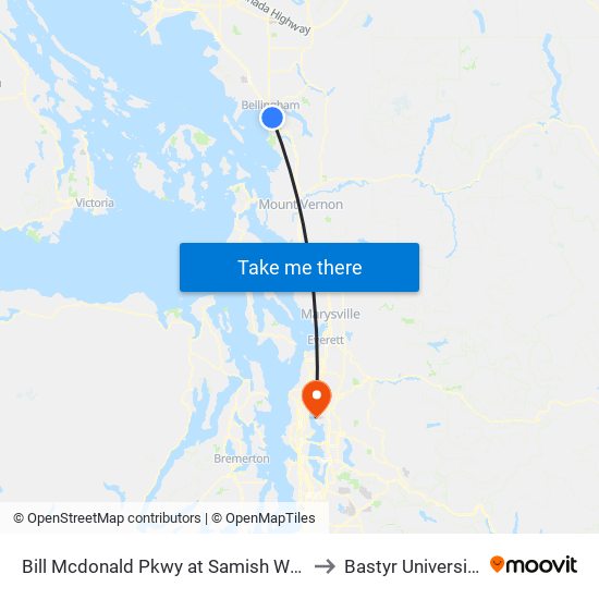 Bill Mcdonald Pkwy at Samish Way to Bastyr University map