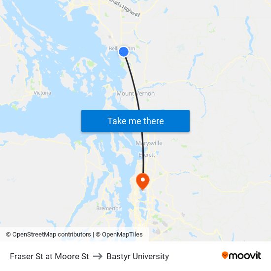 Fraser St at Moore St to Bastyr University map