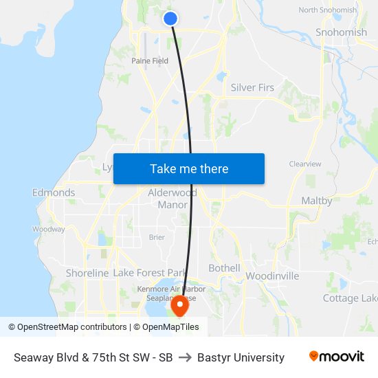 Seaway Blvd & 75th St SW - SB to Bastyr University map