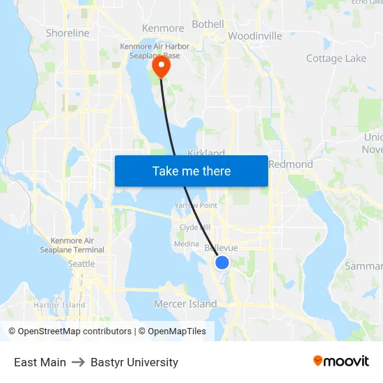 East Main to Bastyr University map