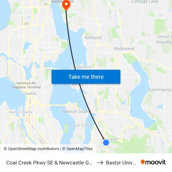 Coal Creek Pkwy SE & Newcastle Golf Club Rd to Bastyr University map