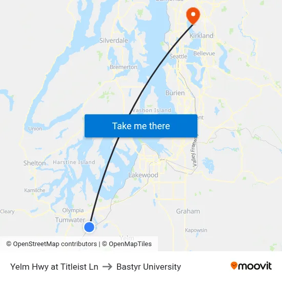 Yelm Hwy at Titleist Ln to Bastyr University map