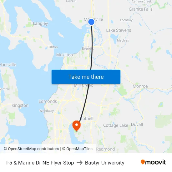 I-5 & Marine Dr NE Flyer Stop to Bastyr University map