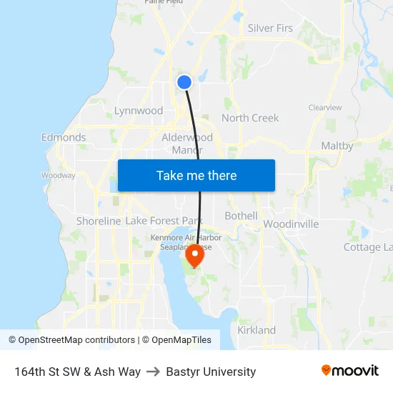 164th St SW & Ash Way to Bastyr University map