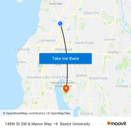 148th St SW & Manor Way to Bastyr University map