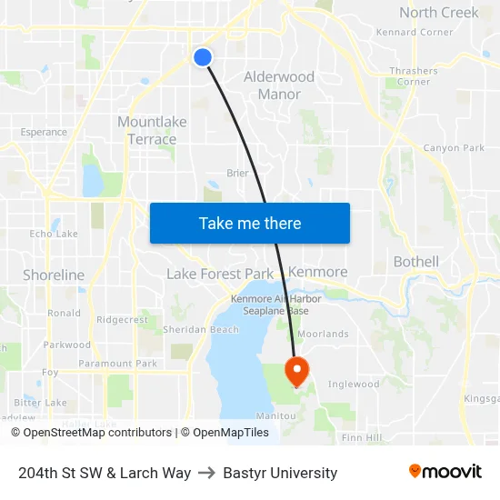 204th St SW & Larch Way to Bastyr University map