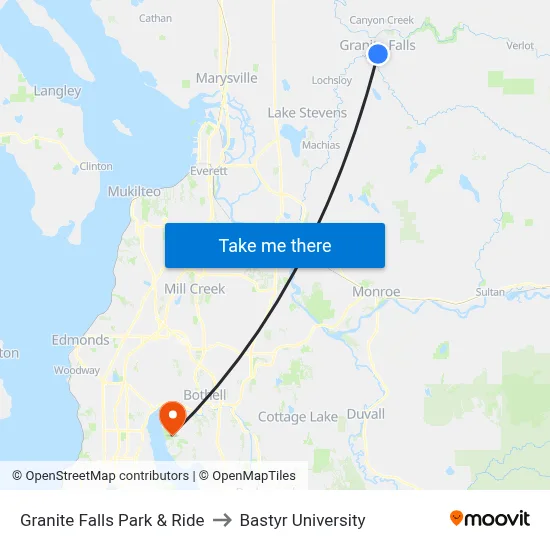 Granite Falls Park & Ride to Bastyr University map