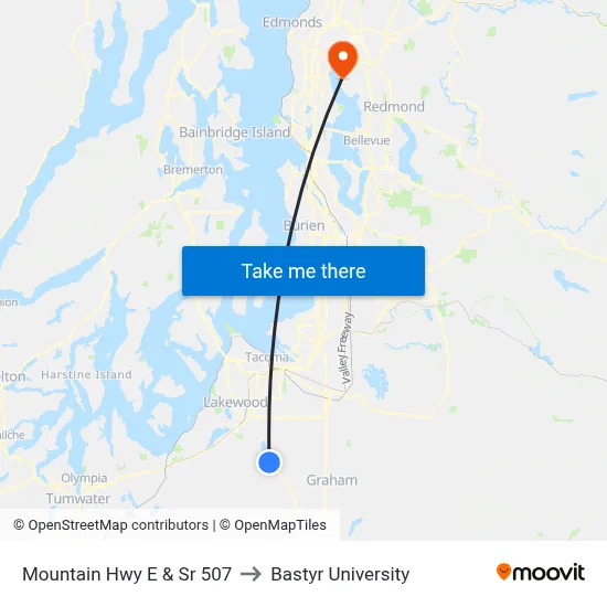 Mountain Hwy E & Sr 507 to Bastyr University map