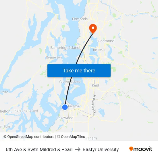 6th Ave & Bwtn Mildred & Pearl to Bastyr University map