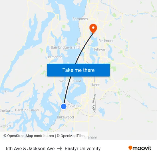 6th Ave & Jackson Ave to Bastyr University map