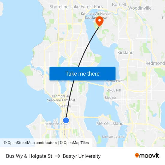 Bus Wy & Holgate St to Bastyr University map