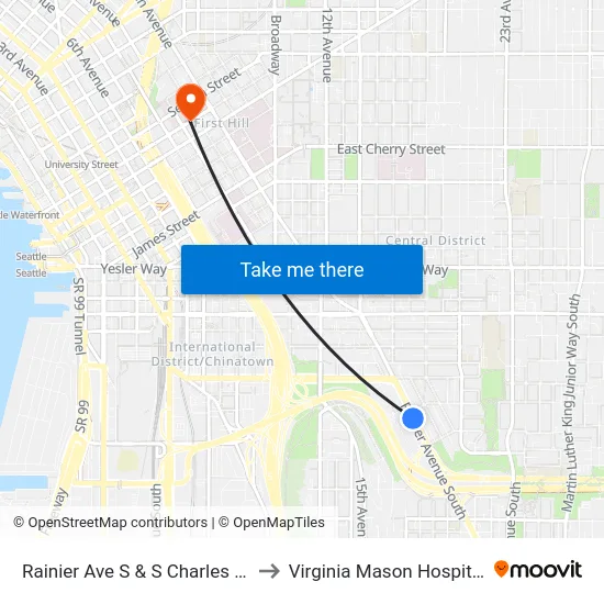 Rainier Ave S & S Charles St to Virginia Mason Hospital map