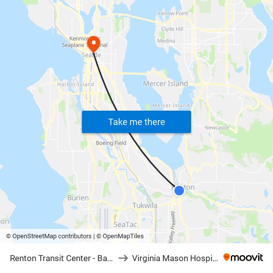 Renton Transit Center - Bay 4 to Virginia Mason Hospital map