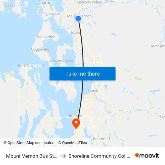 Mount Vernon Bus Stop to Shoreline Community College map