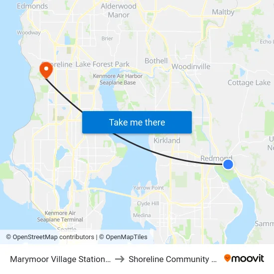 Marymoor Village Station - Bay 4 to Shoreline Community College map