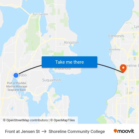 Front at Jensen St to Shoreline Community College map