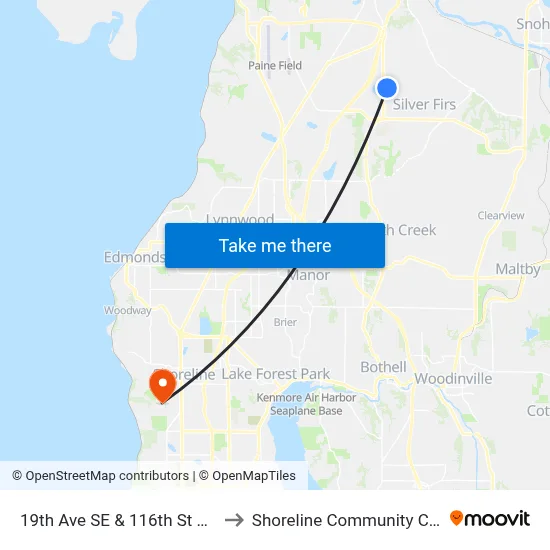 19th Ave SE & 116th St SE - SB to Shoreline Community College map