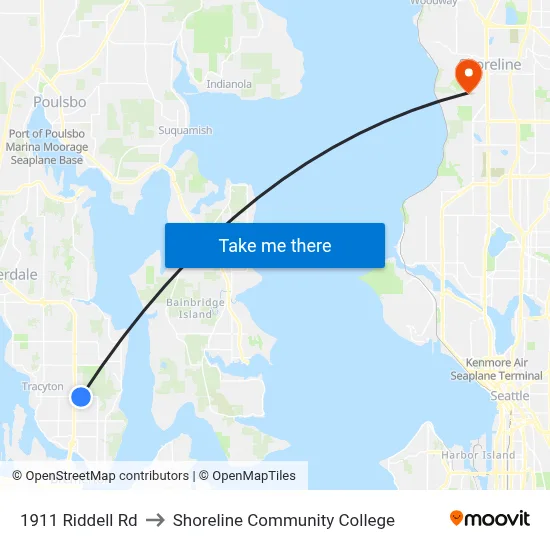 1911 Riddell Rd to Shoreline Community College map