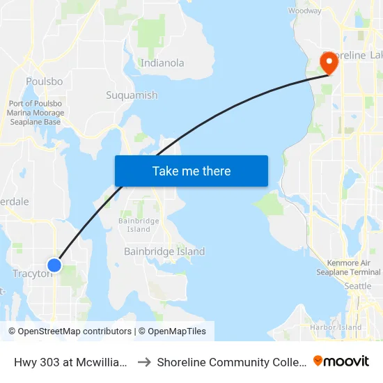 Hwy 303 at Mcwilliams to Shoreline Community College map