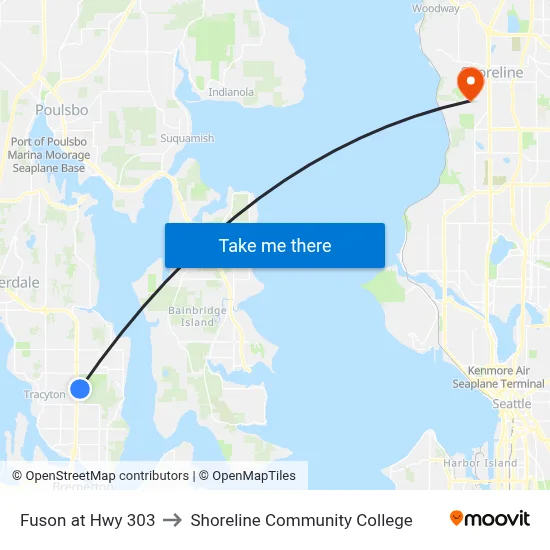 Fuson at Hwy 303 to Shoreline Community College map