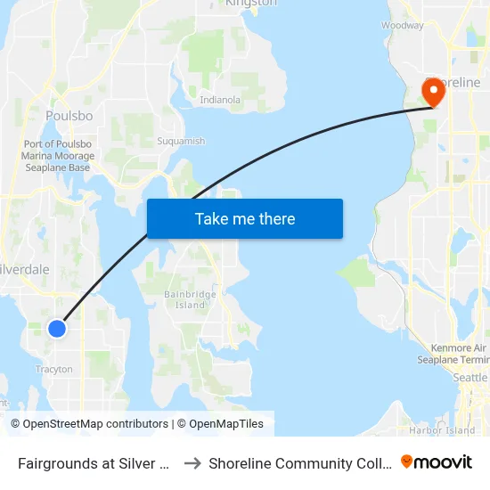 Fairgrounds at Silver Pine to Shoreline Community College map