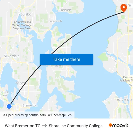 West Bremerton TC to Shoreline Community College map