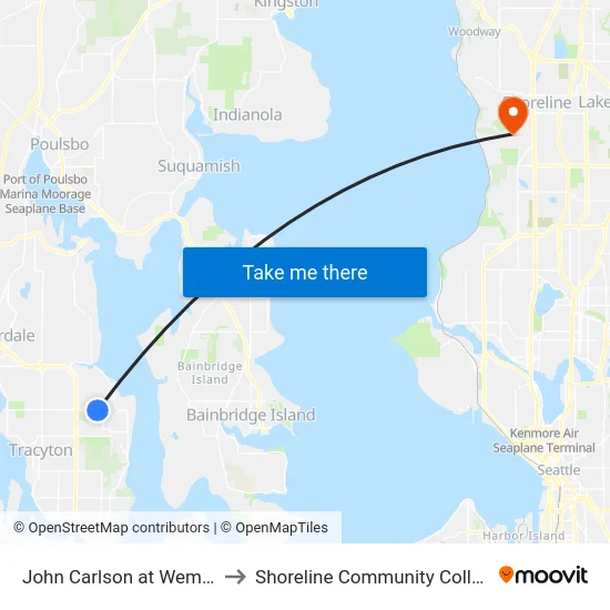 John Carlson at Wembly to Shoreline Community College map