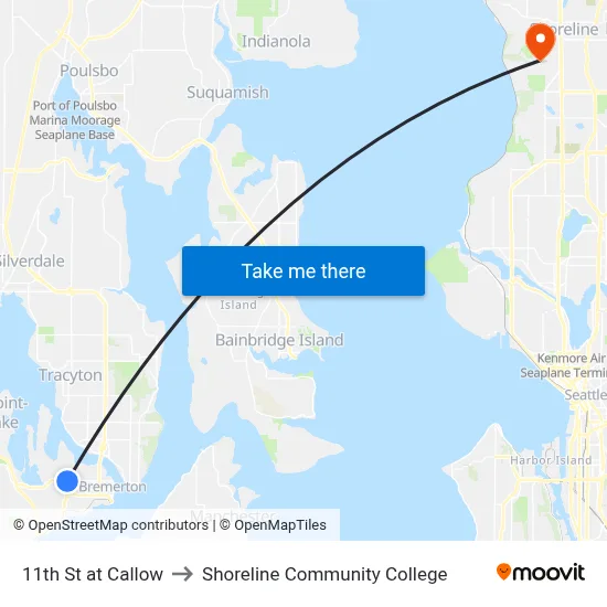 11th St at Callow to Shoreline Community College map
