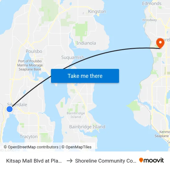 Kitsap Mall Blvd at Plaza Rd to Shoreline Community College map