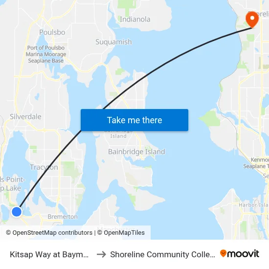 Kitsap Way at Baymont to Shoreline Community College map