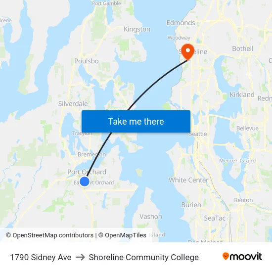 1790 Sidney Ave to Shoreline Community College map